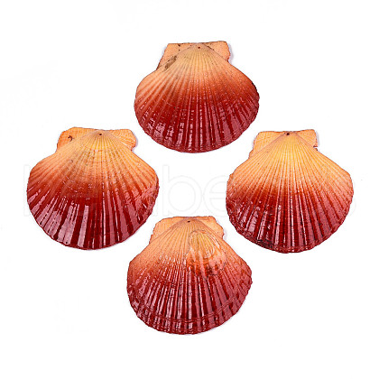 Spray Painted Natural Scallop Shell Big Pendants SSHEL-T017-14D-1
