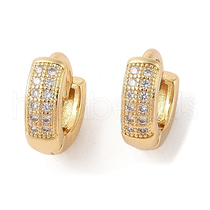 Rack Plating Brass Micro Pave Clear Cubic Zirconia Hoop Earrings for Women EJEW-G394-08A-G-1