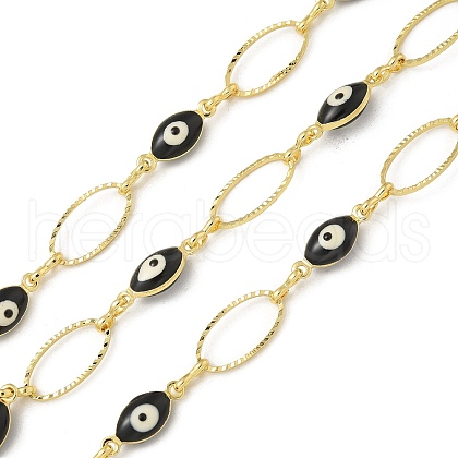 Rack Plating Brass Enamel Link Chains CHC-P012-11G-05-1
