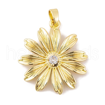 Rack Plating Brass Micro Pave Cubic Zirconia Pendants KK-K367-22G-01-1
