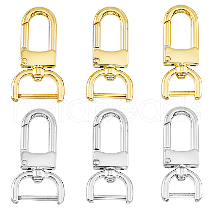 HOBBIESAY 6Pcs 6 Styles Zinc Alloy Swivel Clasps FIND-HY0003-15-1