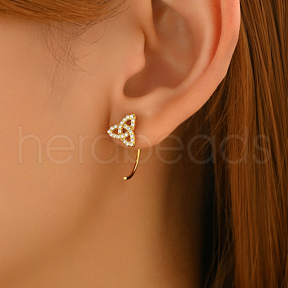 Elegant S925 Sterling Silver Clear Cubic Zirconia Triangle Dangle Earrings MX4075-1-1