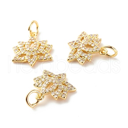 Brass Micro Pave Clear Cubic Zirconia Pendants ZIRC-P094-25G-RS-1