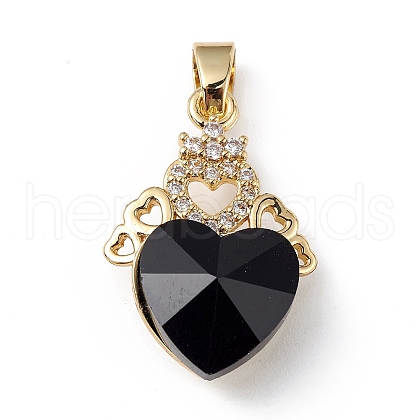 Real 18K Gold Plated Rack Plating Brass Micro Pave Clear Cubic Zirconia Pendants KK-C015-30G-16-1