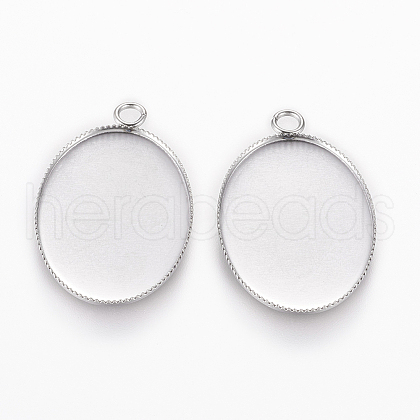 304 Stainless Steel Pendant Cabochon Settings STAS-WH0055-02A-P-1