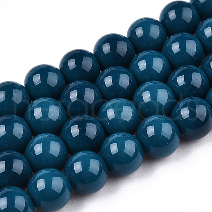 Opaque Solid Color Glass Beads Strands GLAA-T032-P10mm-14-1