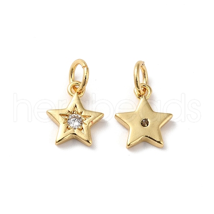 Rack Plating Brass Micro Pave Clear Cubic Zirconia Charms KK-D074-01G-1
