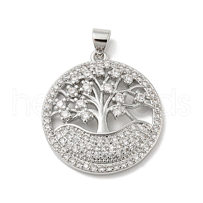 Rack Plating Brass Micro Pave Cubic Zirconia Pendants KK-F869-24P-1