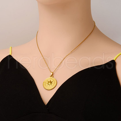 Stainless Steel Compass Pendant Necklaces for Women LB1113-2-1
