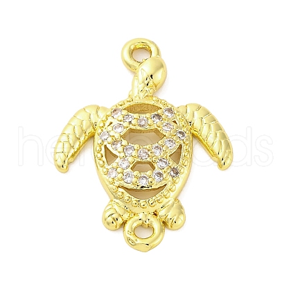 Brass Micro Pave Clear Cubic Zirconia Connector Charms KK-D325-06G-01-1