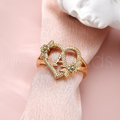 Heart with Flower Hollow Out Brass Finger Rings FS-WG99C3E-01-1