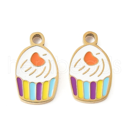 304 Stainless Steel Enamel Charms STAS-R168-01C-G-1