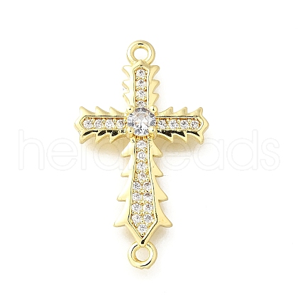 Brass Pave Clear Cubic Zirconia Religion Connector Charms KK-Q066-14G-1