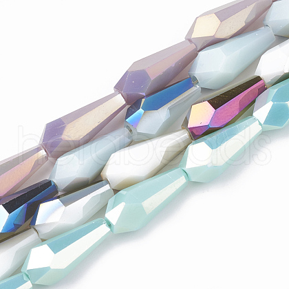 Electroplate Opaque Solid Color Glass Beads Strands EGLA-T008-12-M-1