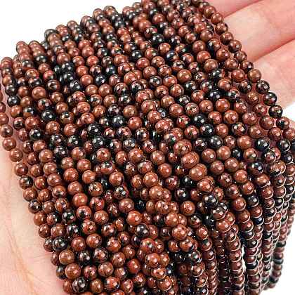 Natural Mahogany Obsidian Beads Strands G-N0189-02-3mm-A-1