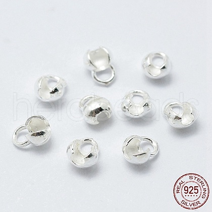 925 Sterling Silver Bead Tips Knot Covers STER-G027-25S-1