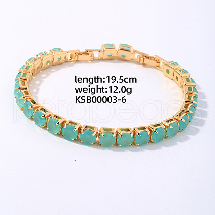 Hip-hop Brass Micro Cubic Zirconia Link Chain Bracelets for Men and Women FX8797-6-1