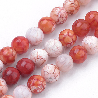 Natural Fire Crackle Agate Beads Strands G-S249-07-8mm-1