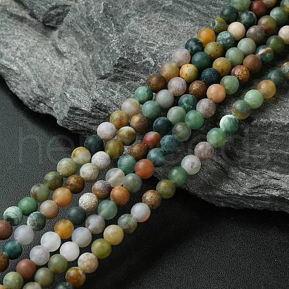 Frosted Round Natural Indian Agate Beads G-J338-02-4mm-1