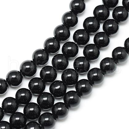 Synthetic Black Stone Bead Strands G-R345-6mm-35-1-1