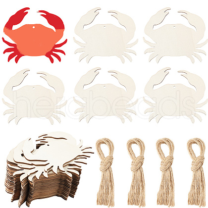Wood Crab Pendant Decorations HJEW-WH20016-03-1