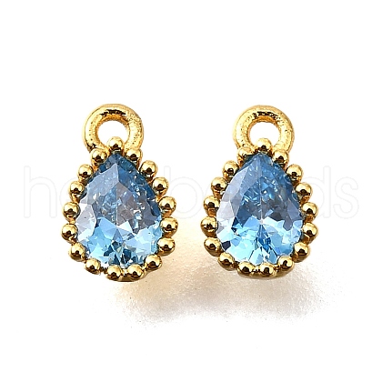 Brass Pave Cubic Zirconia Pendants KK-V011-21G-B-1