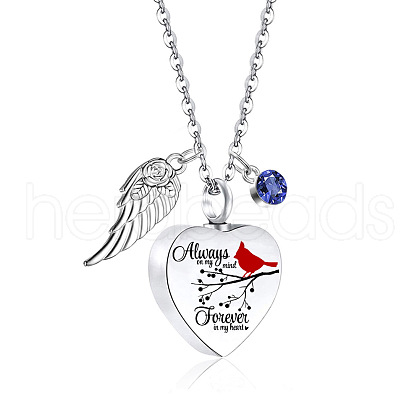 Heart with Wing Urn Ashes Pendant Necklace PW-WG4984E-09-1