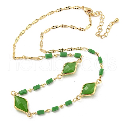 Faceted Rhombus & Rectangle Glass Beads Bib Necklaces NJEW-R263-21G-1