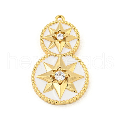 Rack Plating Brass Micro Pave Cubic Zirconia Pendants KK-N255-04B-G-RS-1