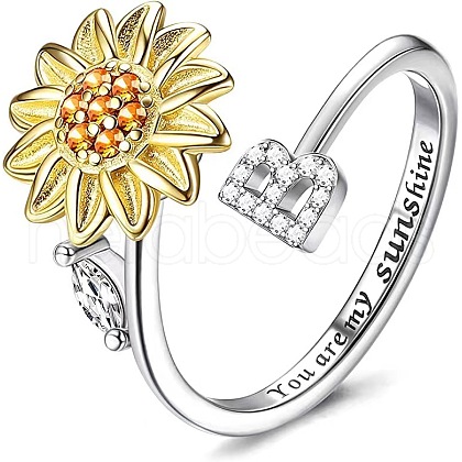 Adjustable Brass Rhinestone Rotating Cuff Rings FS-WG5B177-02-1