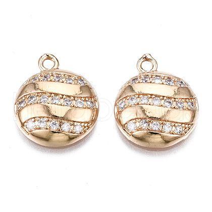 Brass Micro Pave Clear Cubic Zirconia Pendants KK-S359-138-RS-1