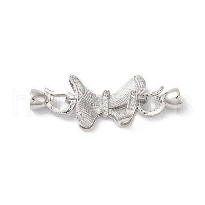 Rack Plating Brass Micro Pave Clear Cubic Zirconia Fold Over Clasps KK-A222-11P-1