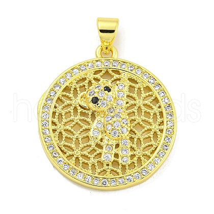 Rack Plating Brass Micro Pave Clear Cubic Zirconia Pendants KK-B091-47G-1