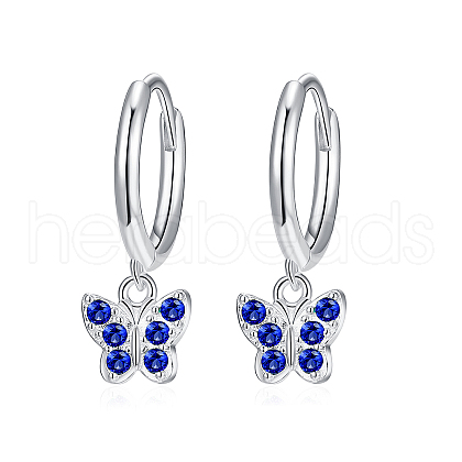 Elegant S925 Sterling Silver Butterfly Hoop Earrings BR6455-8-1