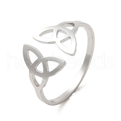 304 Stainless Steel Open Cuff Ring RJEW-Z026-06P-1