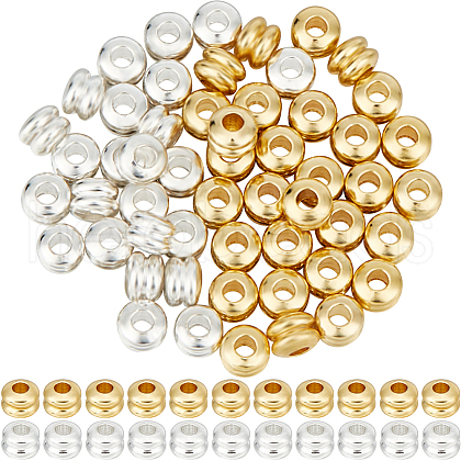 Beebeecraft 80Pcs 2 Colors Brass Beads KK-BBC0013-05-1