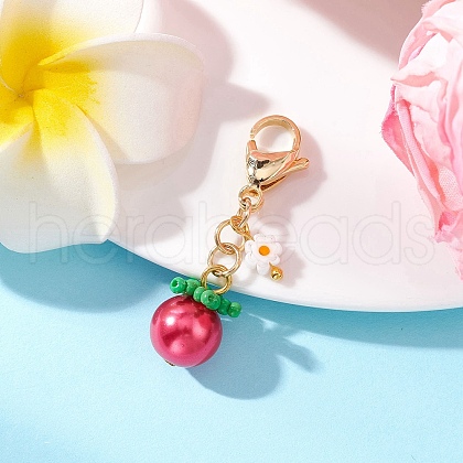 Tomato Glass Seed Beaded Pendant Decorations HJEW-MZ00264-03-1
