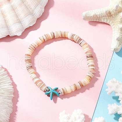Natural Cultured Freshwater Pearl and Synthetic Turquoise Beads Stretch Bracelets BJEW-JB11876-02-1