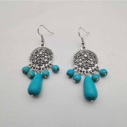 Bohemian Tassel Synthetic Turquoise & Alloy Dangle Earrings for Women RC4749-4-1