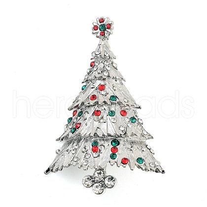 Christmas Theme Alloy Colorful Rhinestone Brooches JEWB-S022-02D-P-1