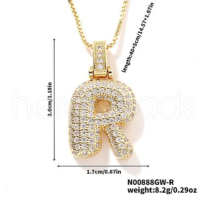 Elegant Brass Micro Pave Clear Cubic Zirconia 3D Initial Necklaces DV4415-15-1