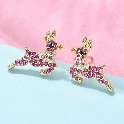 Brass Micro Pave Cubic Zirconia Stud Earrings EJEW-Q015-09G-1