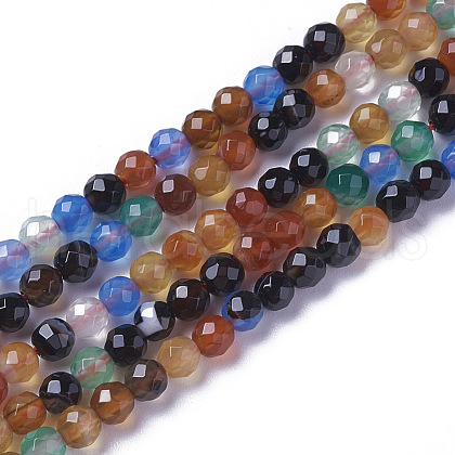 Natural Multi-Color Agate Beads Strands G-F596-36-2mm-1