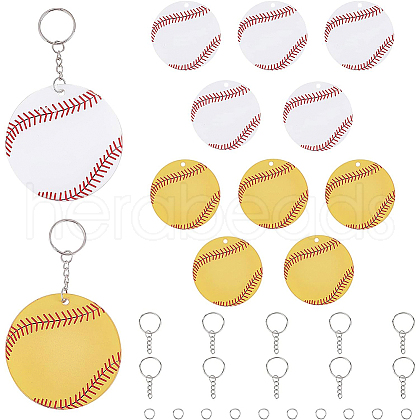 BENECREAT DIY Baseball Charm Keychain Making Kits DIY-BC0005-23-1