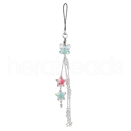 Bowknot Star Acrylic Pendant Decorations HJEW-JM02074-1