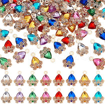 UNICRAFTALE 80Pcs 8 Colors Zinc Alloy with Cubic Zirconia Pendants FIND-UN0016-09-1