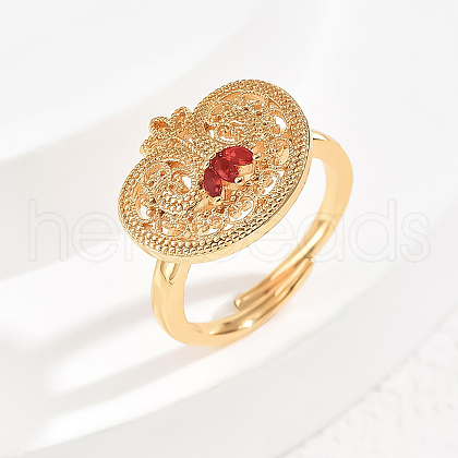 Elegant Hollow Brass Micro Pave Cubic Zirconia Adjustable Finger Rings for Women US0162-4-1