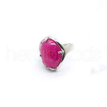 Oval Dyed Natural Agate Adjustable Ring FIND-PW0021-05R-1