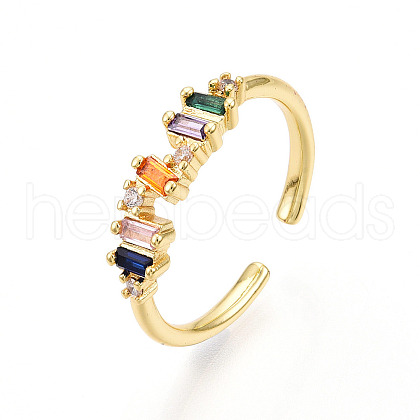 Brass Micro Pave Cubic Zirconia Cuff Rings for Women KK-T070-110-1