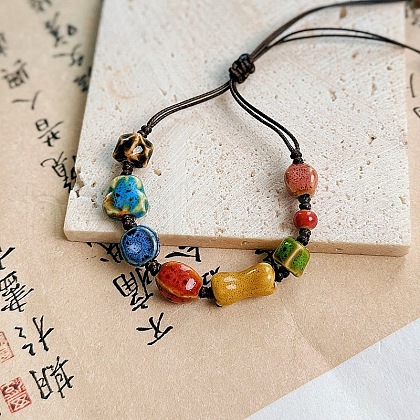 Ceramic Beads Braided Bead Bracelets FS-WGF5CE7-03-1